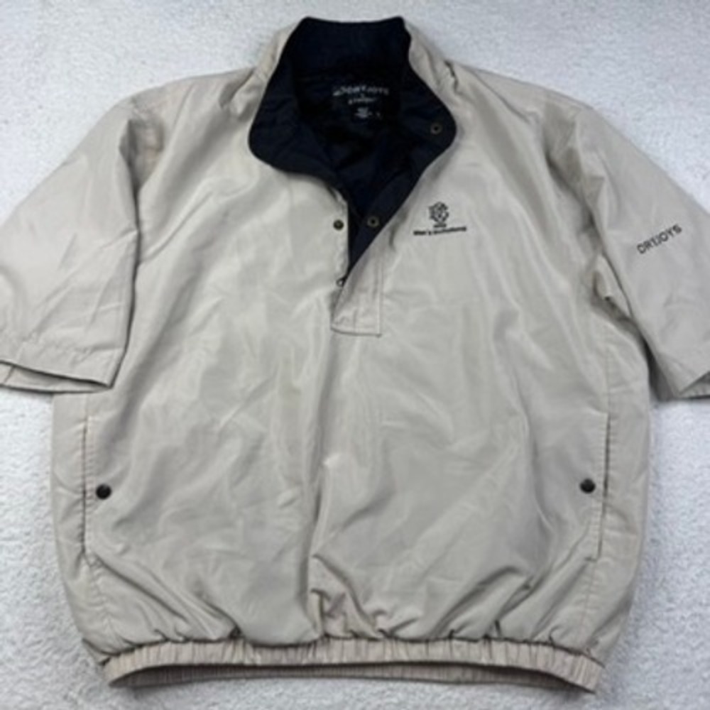 FootJoy DryJoys Golf Pullover Windbreaker Jacket Beige Short Sleeve Mens‎ Large